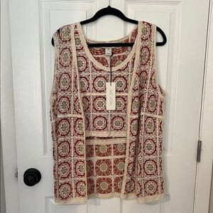 2-Piece Boho Crochet Crop with Over-Vest